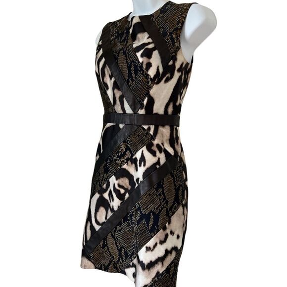 COPY - Diane von Furstenberg Nikita Black Combo leather shift dress sz 0 - Picture 2 of 9